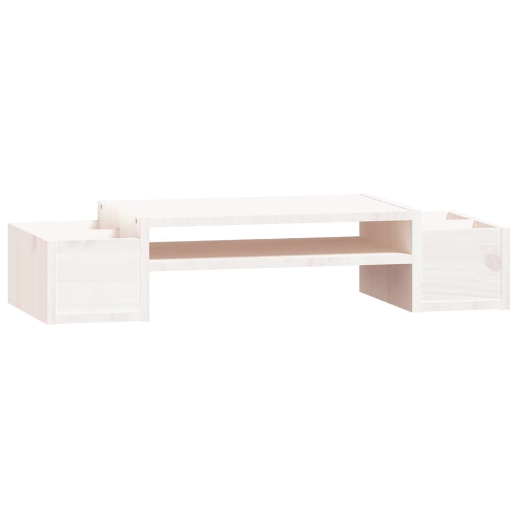 NNEVL Monitor Stand White 70x27.5x15 cm Solid Wood Pine - Image 2