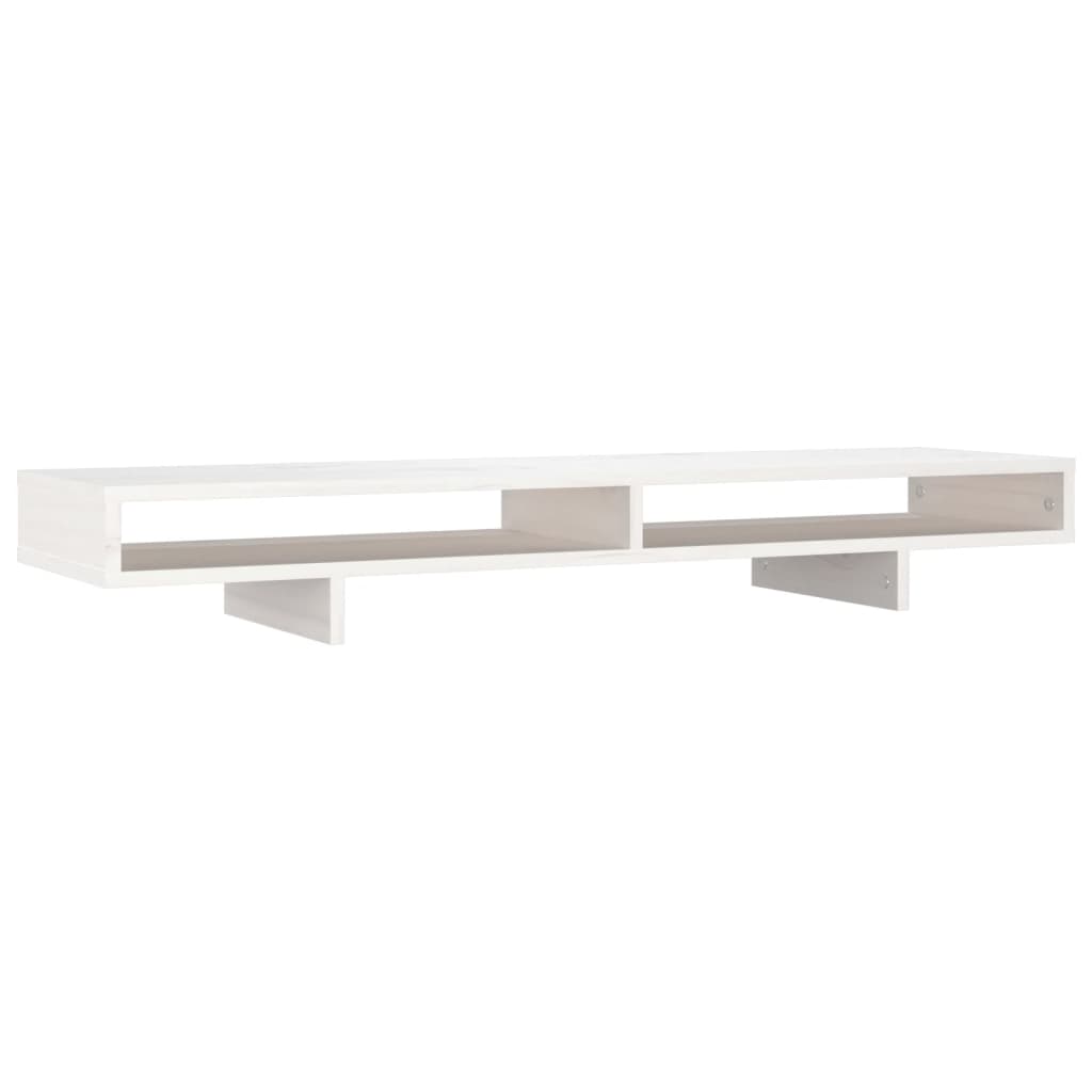NNEVL Monitor Stand White 100x27x14 cm Solid Wood Pine - Image 2