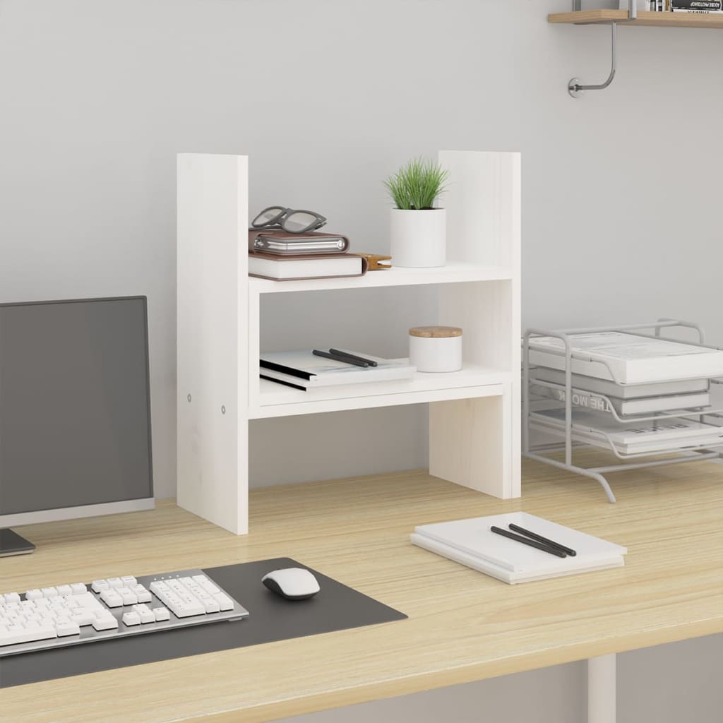 NNEVL Monitor Stand White (39-72)x17x43 cm Solid Wood Pine - Image 3