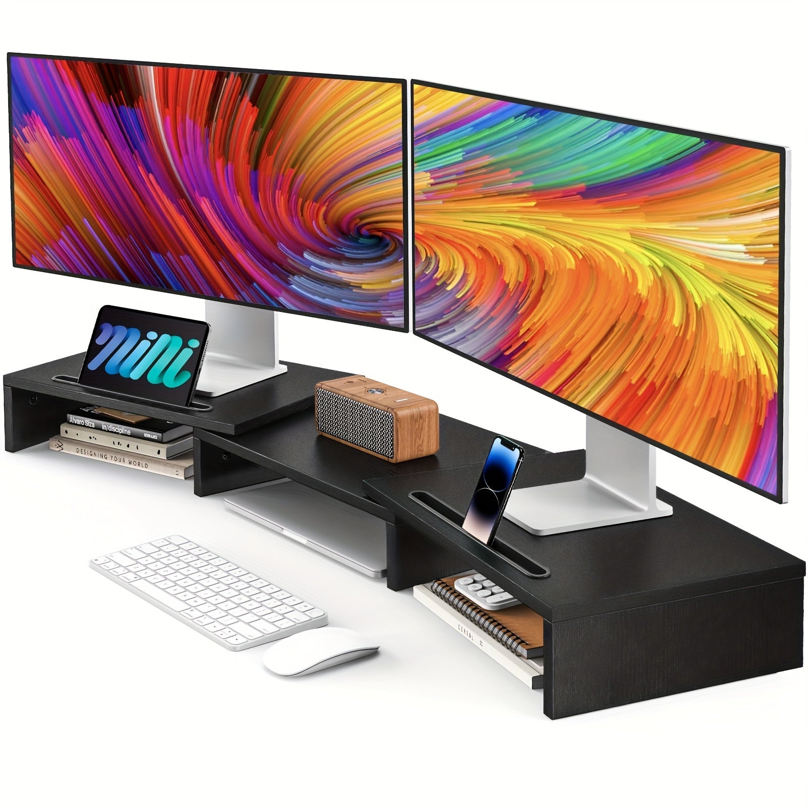 Adjustable Dual Monitor Stand with Storage (2-Slot) - Image 4